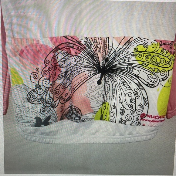 NUCKILY Women’s Cycling Jersey. Size L. White and pink Butterfly. - Picture 4 of 5